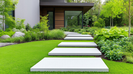 Modern Garden Path With sleek paving stones