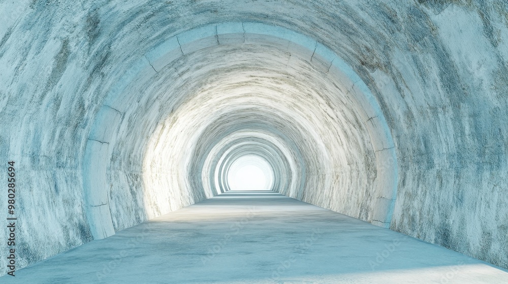 Aufkleber a serene tunnel with soft lighting, showcasing its smooth, circular architecture and inviting atmosp