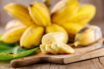 Bunch of Bananas with Sliced Bananas and Banana Leaf – Tropical and Fresh