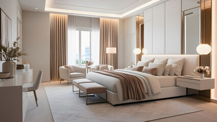Elegant, modern, cozy and well-lit room Generative AI