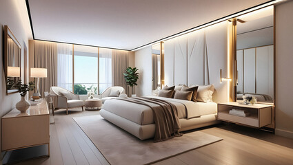 Elegant, modern, cozy and well-lit room Generative AI