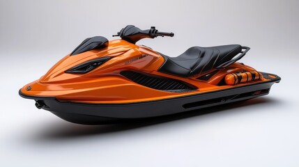 Naklejka premium A sleek orange jet ski designed for water sports and recreation.