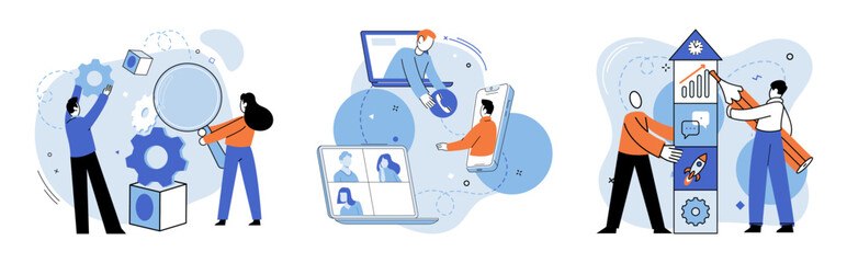 Team work vector illustration. Strategic occupation choices align with long term company goals The companys strategic planning ensures successful execution projects Effective teamwork