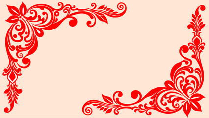 Mandala red ornament at corner with isolated background 