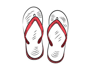 A pair of slippers - Cartoon flip flop sandals, Summer Shoes isolated vector image on white background