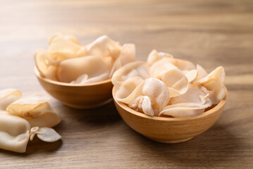 White jelly mushroom or wood ear mushroom, Asian edible mushroom, Food ingredient