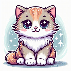 Adorable kitten illustration in a stylized cartoon style