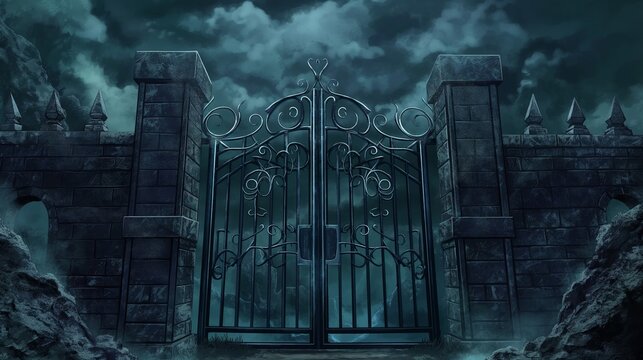 scary gate at halloween night theme