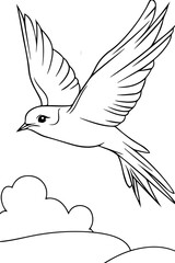 Flying Swallow Coloring Page, for coloring books or educational materials about birds