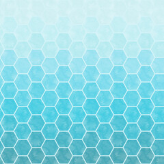 Sea wave watercolor pattern vector. Ocean, river, water, underwater. Pastel blue gradient hexagon layer. Graphic design for fabric, tile, skirt, cloth, print, cover, card, wrapping paper.