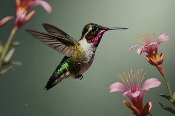 Obraz premium Super slow motion of Californian hummingbird species Generative AI