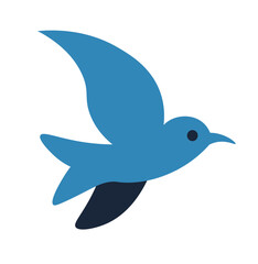 Blue bird simple vector icon