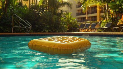 Yellow float on a sunny day in a clear swimming pool
