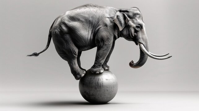 Circus Elephant Balancing on Ball, Performance Theme