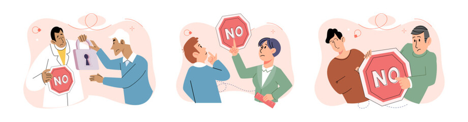 Refuse vector illustration. The refuse metaphor paints vivid picture how communication can be blocked or obstructed Behavior plays significant role in how we express and handle disagreements