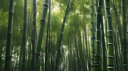 Fototapeta premium Close up of Bamboo forest and green leaves with natural light for banner or website design.