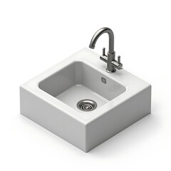 Fototapeta premium A 3d isometric gray sink isolated on white background, furniture home decoration concept