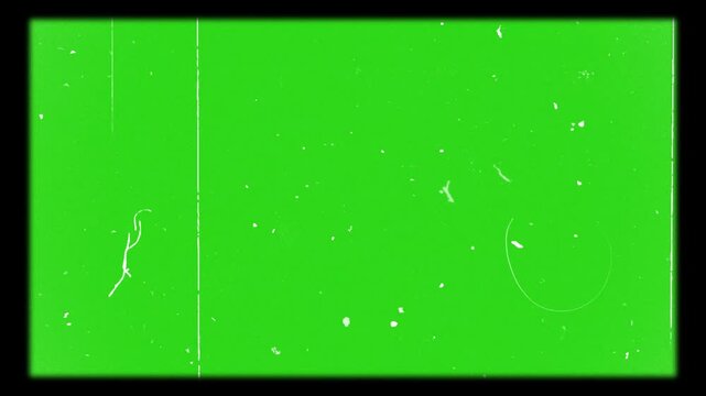 Old Cinematic Film Frame Effect on Green Screen