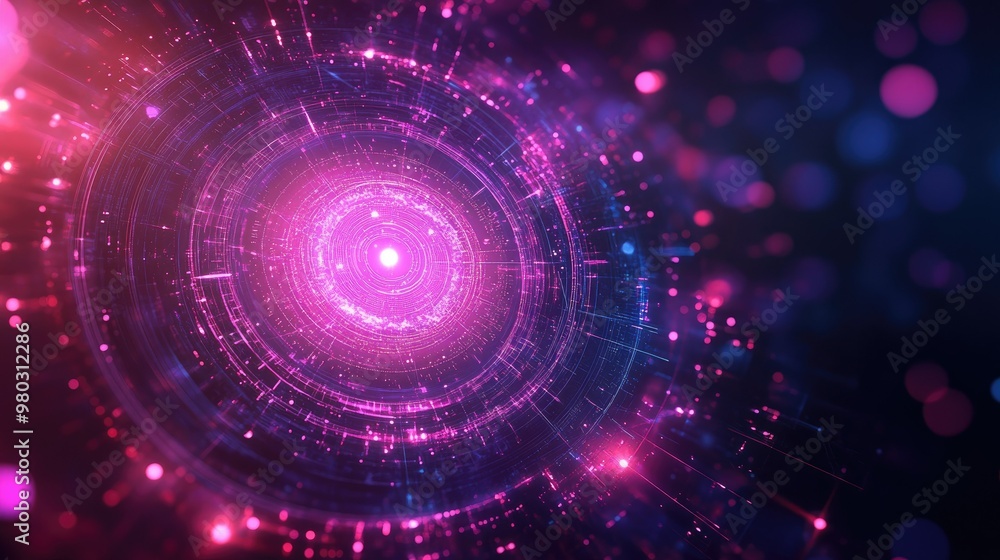 Aufkleber digital chakra designs glowing with particles and tech-inspired lines, leaving space for belief mess
