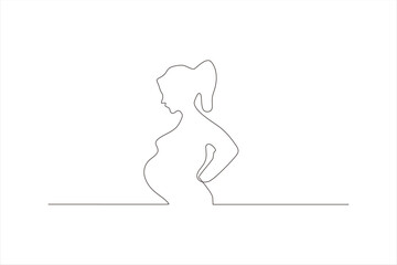 continuous line vector illustration of pregnant woman