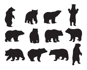 Bear silhouettes set large pack
