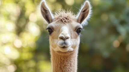 Obraz premium Curious and Friendly Llama in Lush Green Surroundings