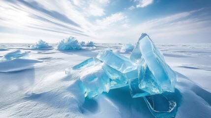 Fototapeta premium Ice hummocks on sunny day in iceland.