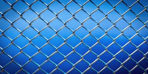 Fototapeta premium Close up of a chain link fence with a blue background , security, boundary, metal, protection, perimeter, steel, barrier
