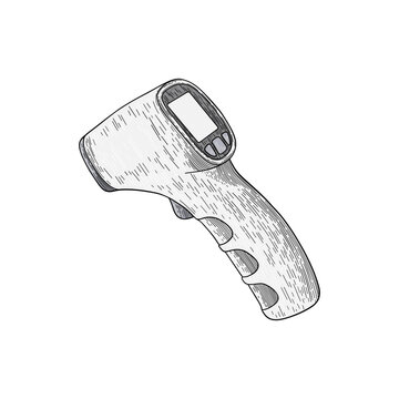 hand drawn thermogun colored illustration