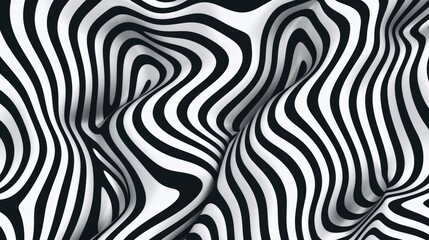 Seamless pattern with twisted lines, vector linear tiling background, stripy weaving, optical maze, twisted stripes. Black and white design.