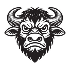 Fototapeta premium Buffalo Face Logo Concept - Bison vector illustration in black and white