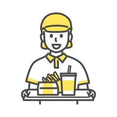 Fototapeta premium illustration of woman working at fast food restaurant