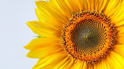 Close-up of a sunflower's center, intricate patterns in seeds and petals, symmetrical design, soft golden hues, glowing neon lines outlining the edges, 3D rendering