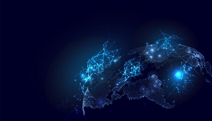 Global network connection. World map point and line composition concept of global business.