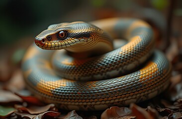Fototapeta premium Beautiful snake. Exotic dangerous reptile. Symbol of the New Year according to the Chinese calendar