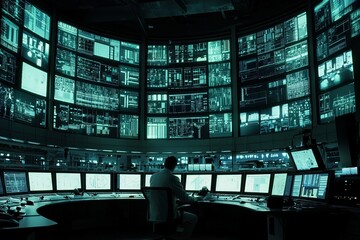 Workers Monitor A Production Line From A Central Control Room. The Room Is Filled With Screens Showing Real-Time Data