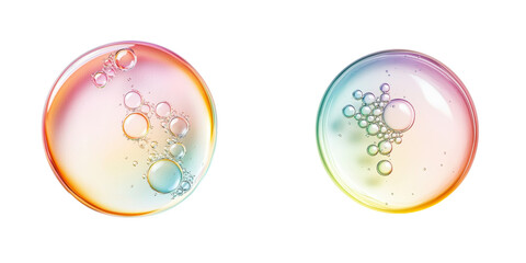 A close-up of colorful bubbles with various sizes, creating a whimsical and vibrant atmosphere for design and creative projects. transparent background