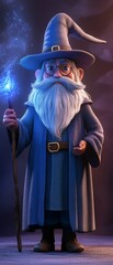 Wise Old Wizard with Magical Staff.