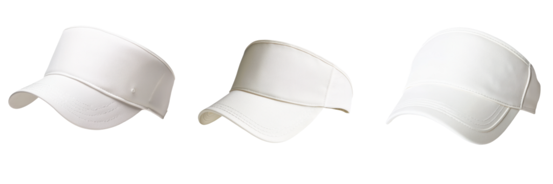 A collection of three stylish white caps perfect for sports, fashion, and outdoor activities. Versatile and comfortable headwear. transparent background