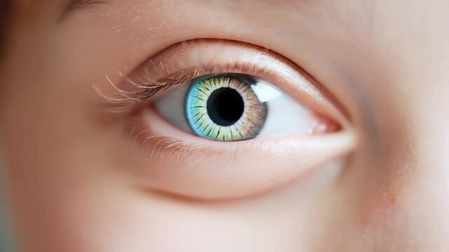 Close up of female eye. Woman with beautiful eye with long eyelashes excited and smiling. Emotions can be felt just from the eye.