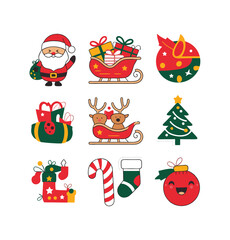 Cute Christmas Vector illustration set