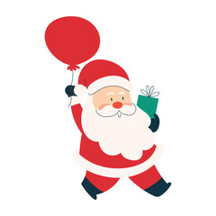 Santa holding christmas gift illustration