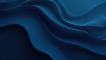 Obraz premium Generate an abstract background image featuring smooth flowing curves similar to soft fabric or liquid waves Use a gradient of deep navy blue and deep dark ocean blue