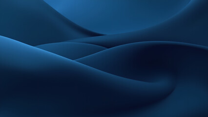 Obraz premium Generate an abstract background image featuring smooth flowing curves similar to soft fabric or liquid waves Use a gradient of deep navy blue and deep dark ocean blue