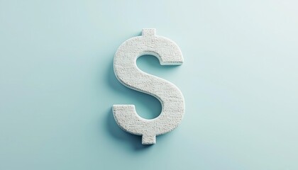 Naklejka premium A textured dollar sign symbol on a soft blue background, representing finance, economy, and wealth.