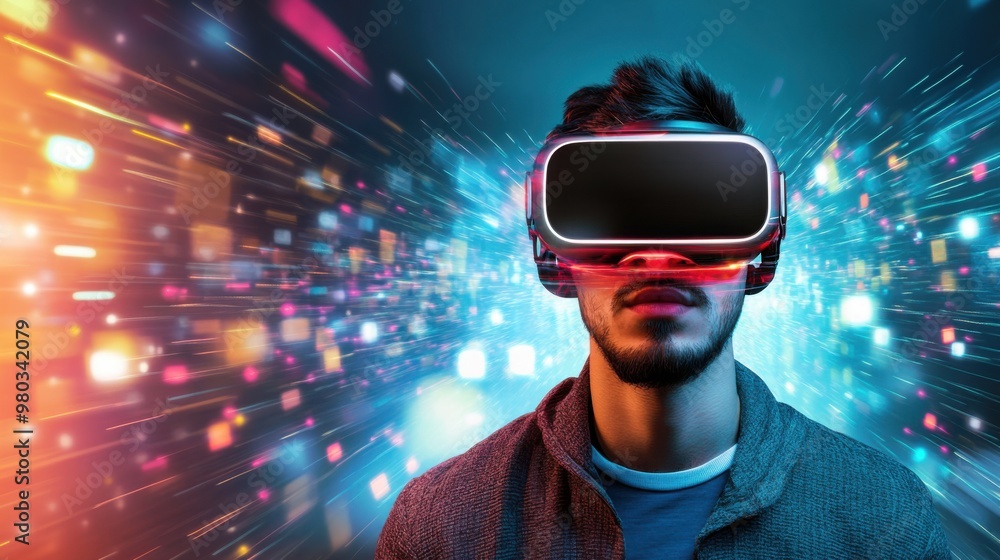 Poster digital dive: futuristic immersive media consumption experience with abstract visualizations
