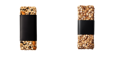 Healthy snack bars in two flavors, perfect for on-the-go energy and nutrition. Great for fitness and outdoor activities. transparent background