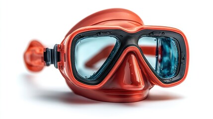 A vibrant orange snorkel mask designed for underwater exploration.