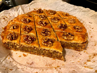 Homemade apple pie with nuts