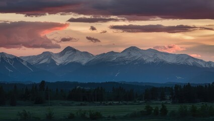 Obraz premium Serene Mountain Landscape at Dusk